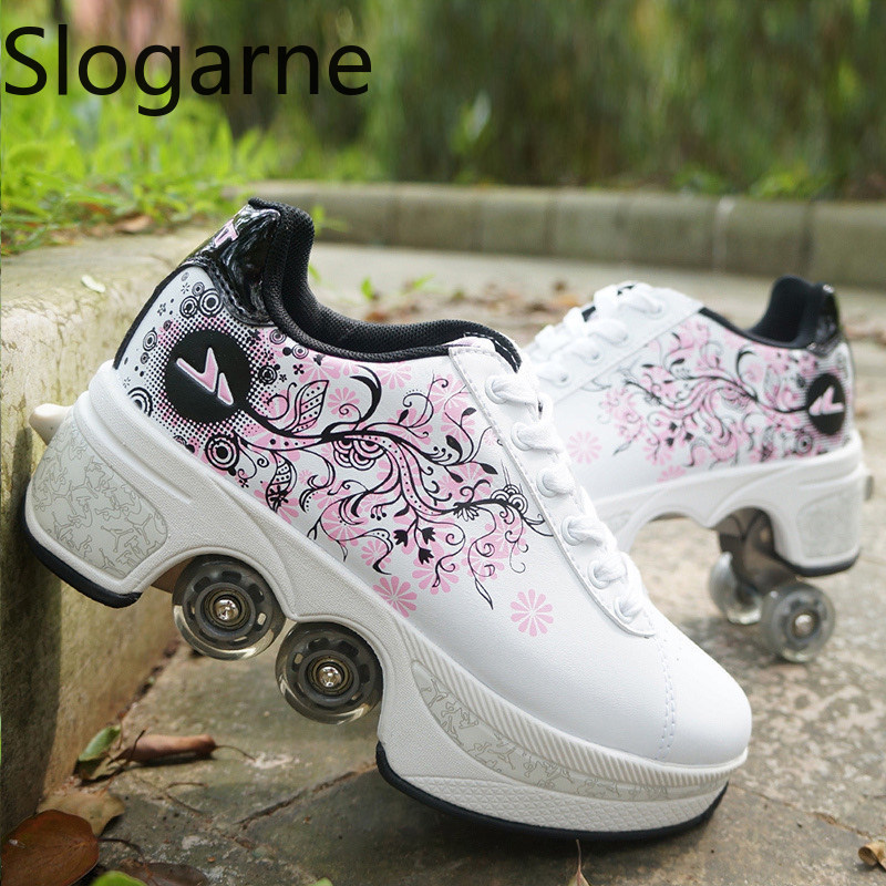 Women'S Shoes - Mulher 4 rodas deformação patins sapatos