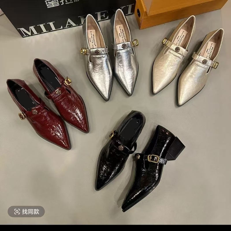 Sapatos Femininos de Sola Gros - Pointed Toe Flat avaliação e preço